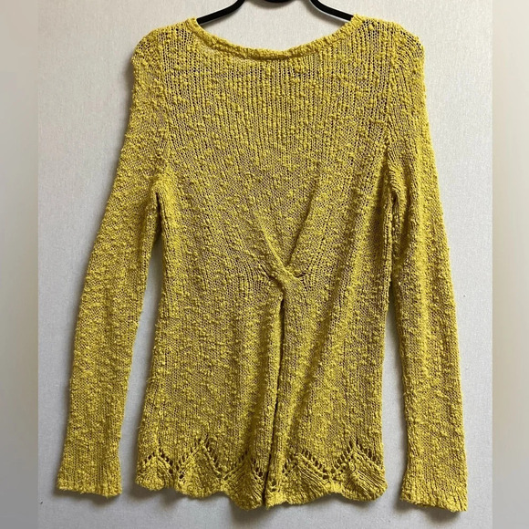 Anthropologie Yellow Bird Peaked Pointelle V-Neck knit  Sweater Sz S - Picture 4 of 13